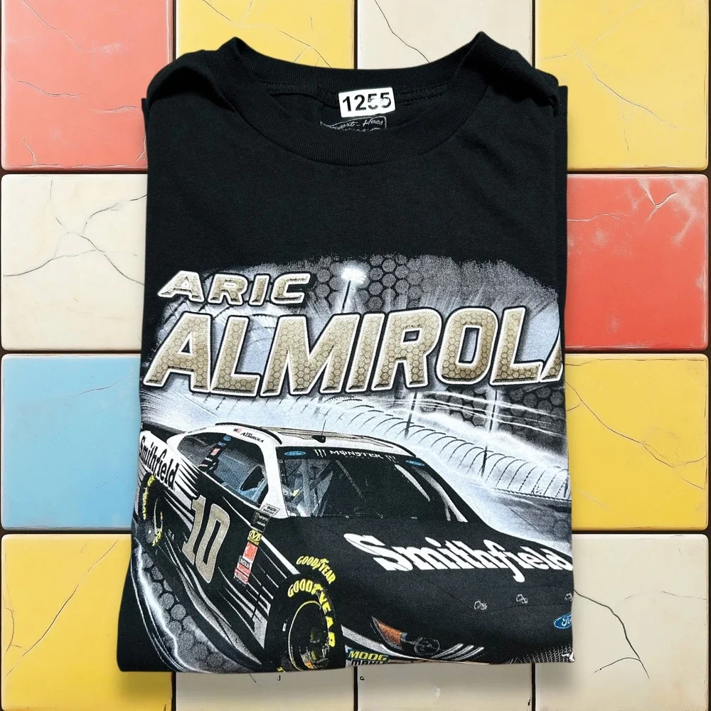 VTG Nascar Racing Long sleeve Shirt Y2K Men 2XL Black‎ Aric Almirola Mustang Tee